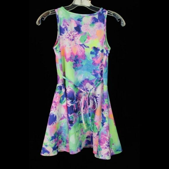 JUSTICE SIZE 10 FLORAL SKATER SLEEVELESS DRESS - Picture 2 of 6